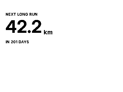 The Next long run widget as the device renders it: Target distance and date of the next planned long run.