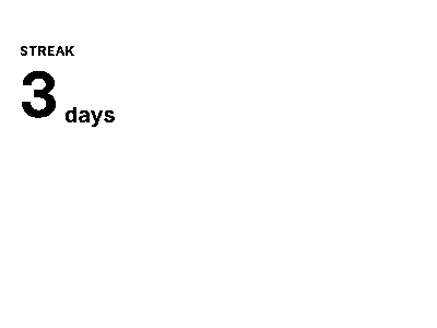 The Streak widget as the device renders it: Consecutive days or weeks with recorded activities.