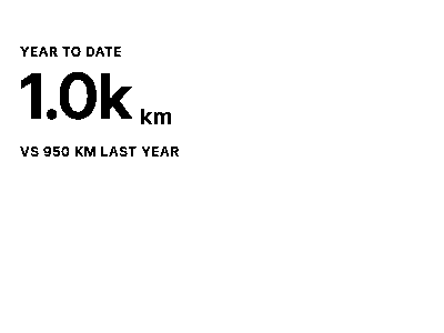 The Year to date widget as the device renders it: Distance this calendar year versus the same point last year.